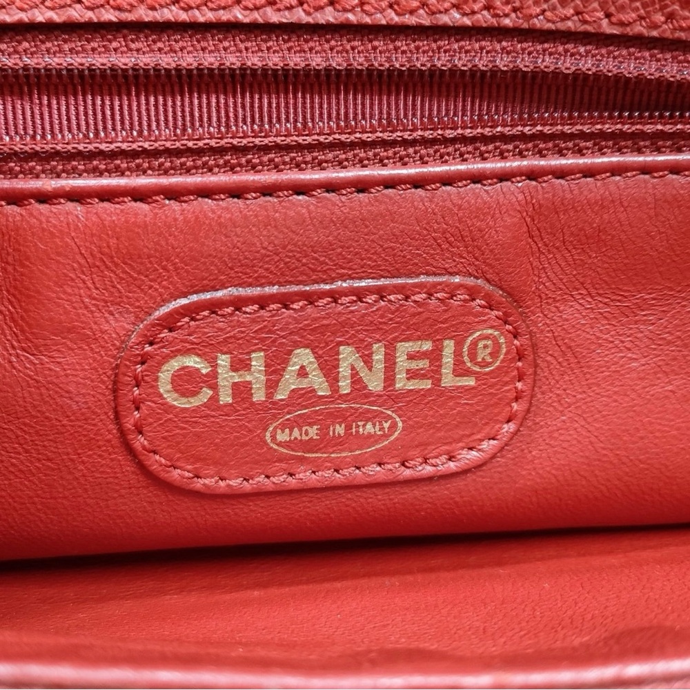 Authentic Chanel Rare Red Caviar Leather Large Tote Bag — Serial 5581084 - Picture 6 of 8